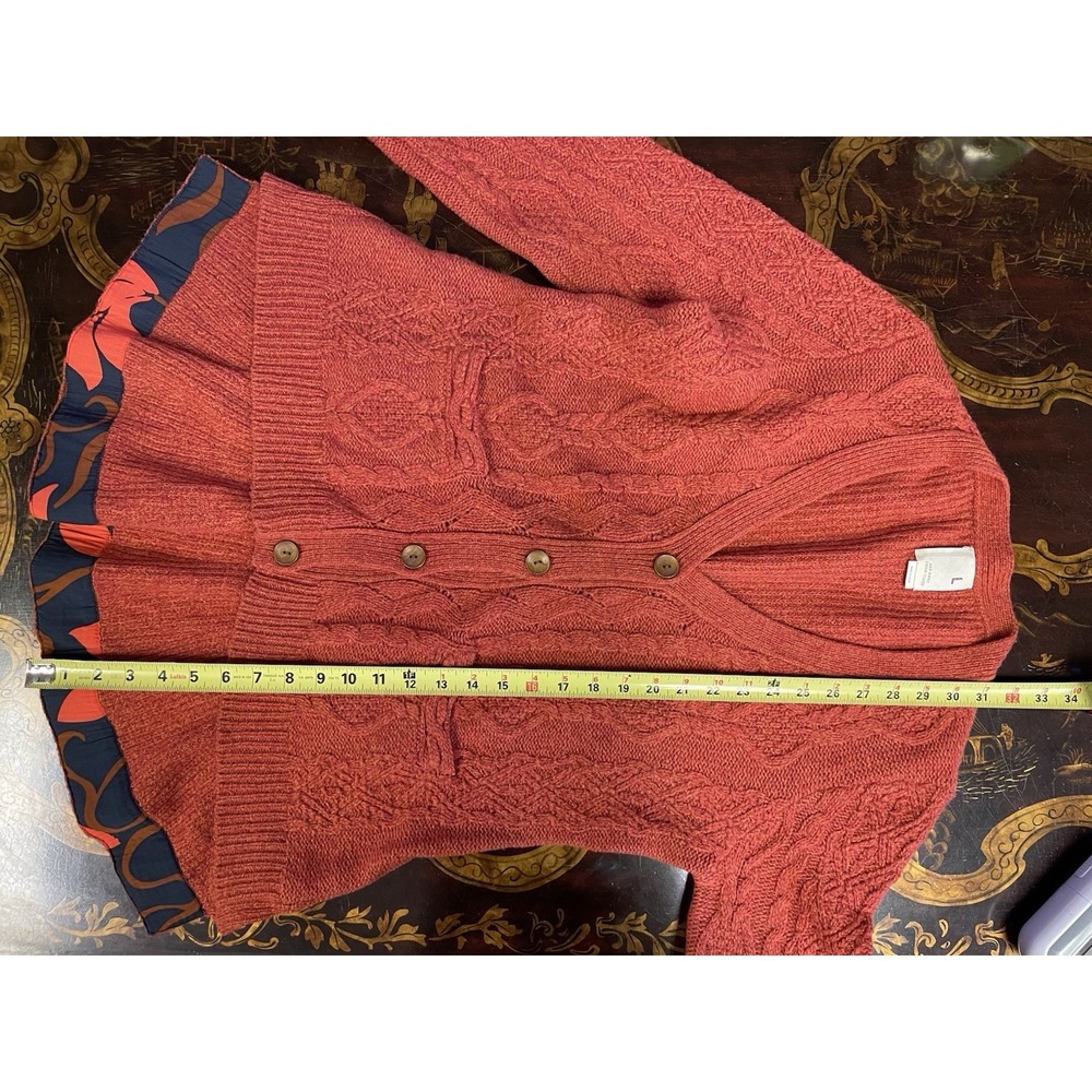 Anthropologie Far Away‎ From Close Pauline Cable Knit Cardigan Hi Lo Granny L - Picture 13 of 16